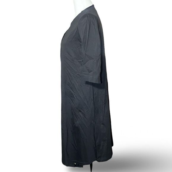 UNIQLO Split Neck Mercerized Cotton Half-Sleeve A-Line Dress, Black, Size Small - Picture 6 of 8